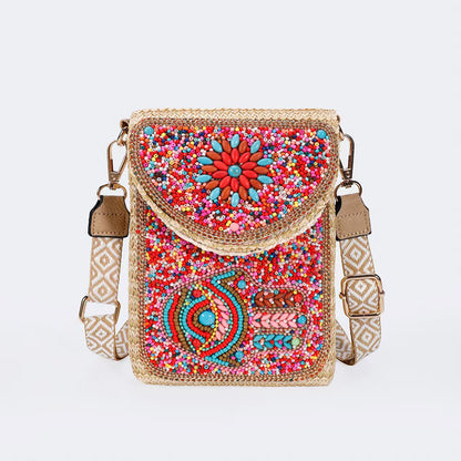 Rice Bead Bag Woven Women's Shoulder
