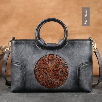 Embossed Retro Contrast Color Elegant Artistic National Style Small Square Bag