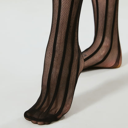 Copy of Lace border vertical stripe fishing net over knee socks sexy over knee anti slip silicone lace long tube socks