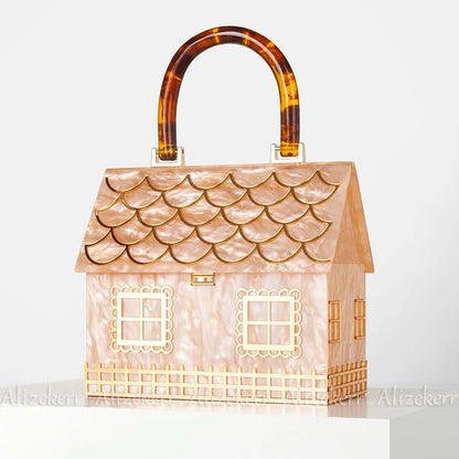 Copy of Box Evening Clutch Bags Women Luxury Designer  Acrylic Handle House Shaped Purses And Handbags Wedding Party