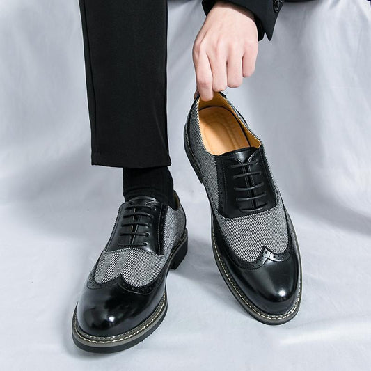 Fashion Brogue Men's Korean-style Casual Formal Wear Leather Shoes