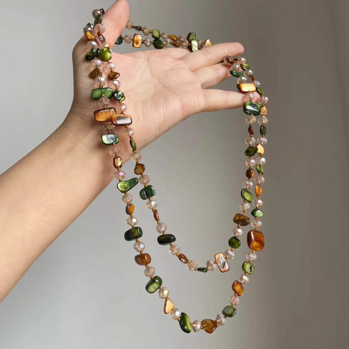 Retro Bohemian Colorful Shell Beaded Double Layer Necklace
