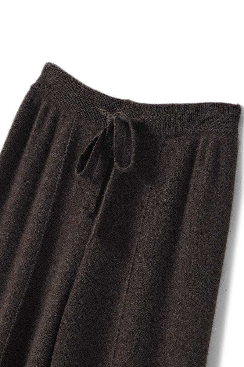 Draped Floor-length Knit Casual Pants