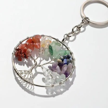 Crystal Chips Tree Of Life Keychain