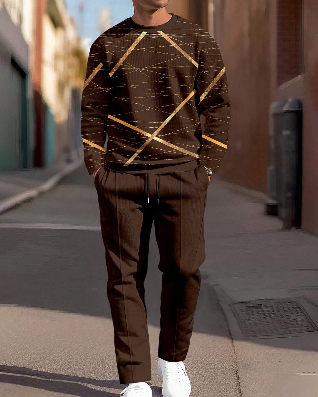 Fashion Men's Casual Sporty Round Neck Sweatshirt And Pants Two-piece Set - SD & CO.