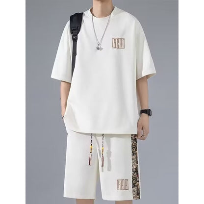 Waffle Embroidery Summer Loose All-match Short Sleeve Two-piece Set - SD & CO.
