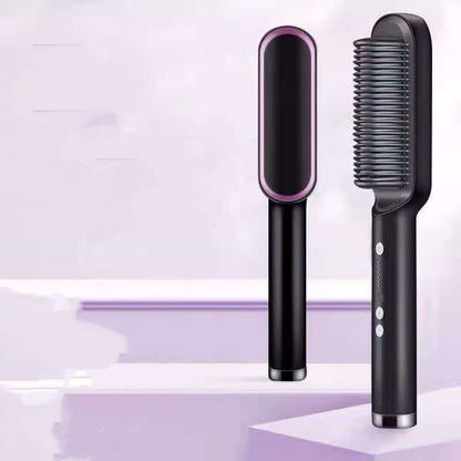 New 2 In 1 Hair Straightener Hot Comb Negative Ion Curling Tong Dual-purpose Electric Hair Brush - SD & CO.