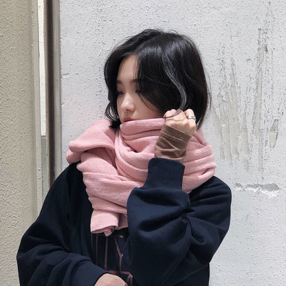 Women's Versatile Fashion Solid Color Knitted Woolen Scarf