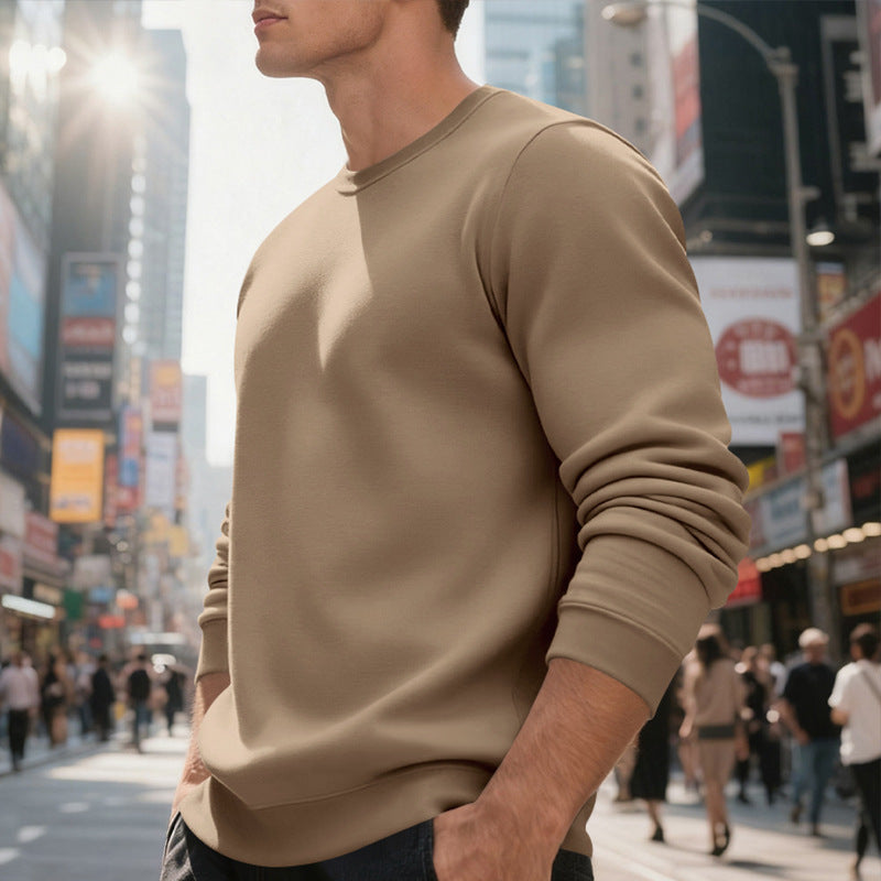 Fleece-lined Crew Neck Sweater Male Loose Casual Top - SD & CO.