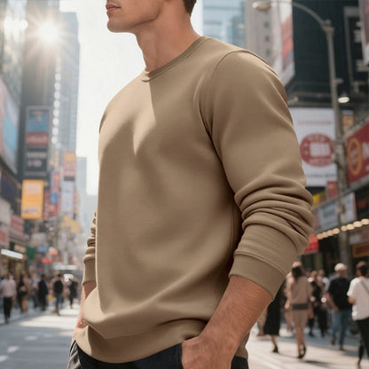 Fleece-lined Crew Neck Sweater Male Loose Casual Top - SD & CO.