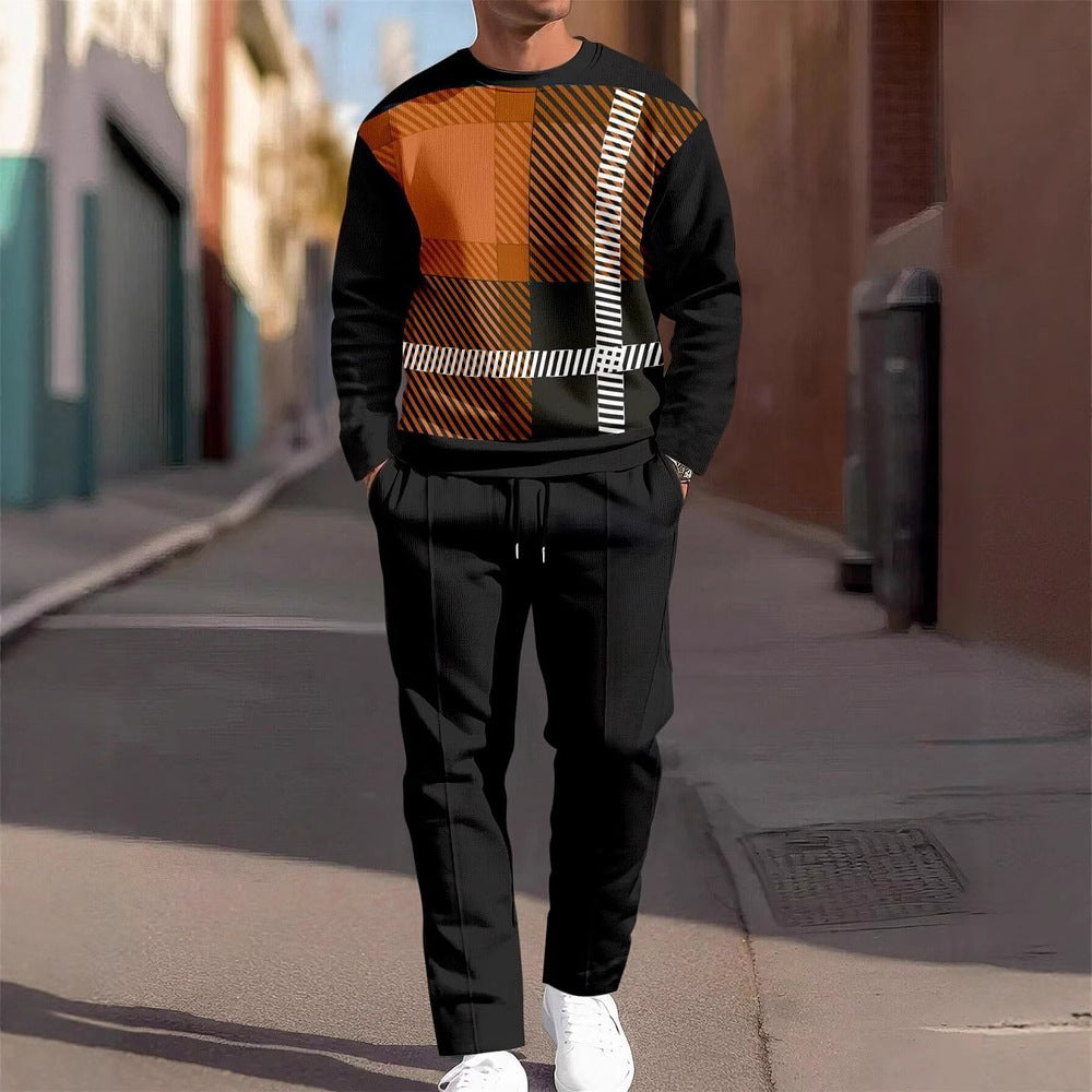 Fashion Men's Casual Sporty Round Neck Sweatshirt And Pants Two-piece Set - SD & CO.