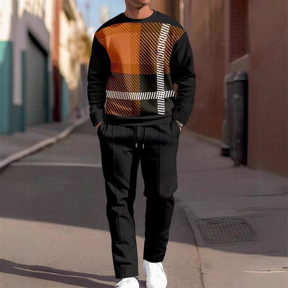 Fashion Men's Casual Sporty Round Neck Sweatshirt And Pants Two-piece Set - SD & CO.