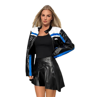 Striped Zipper Coat For Women - SD & CO.