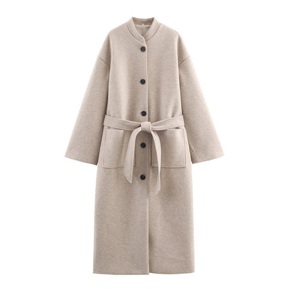 Long Belted Elegant Coat For Women