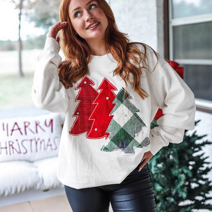 Loose Fashion Versatile Christmas Printed Pullover Sweatshirt