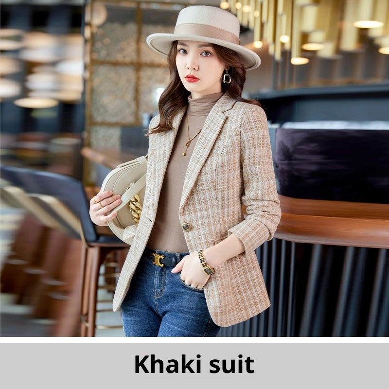 Casual Plaid Autumn Western Style Women's Clothing Long Coat - SD & CO.