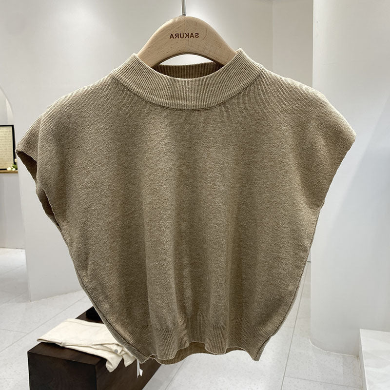 Sleeveless Loose Short Waist Bandage Dress Outer Wear Vest