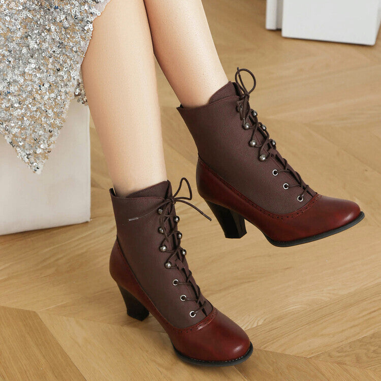 Retro British Style Cone-shaped Heel Martin Boots