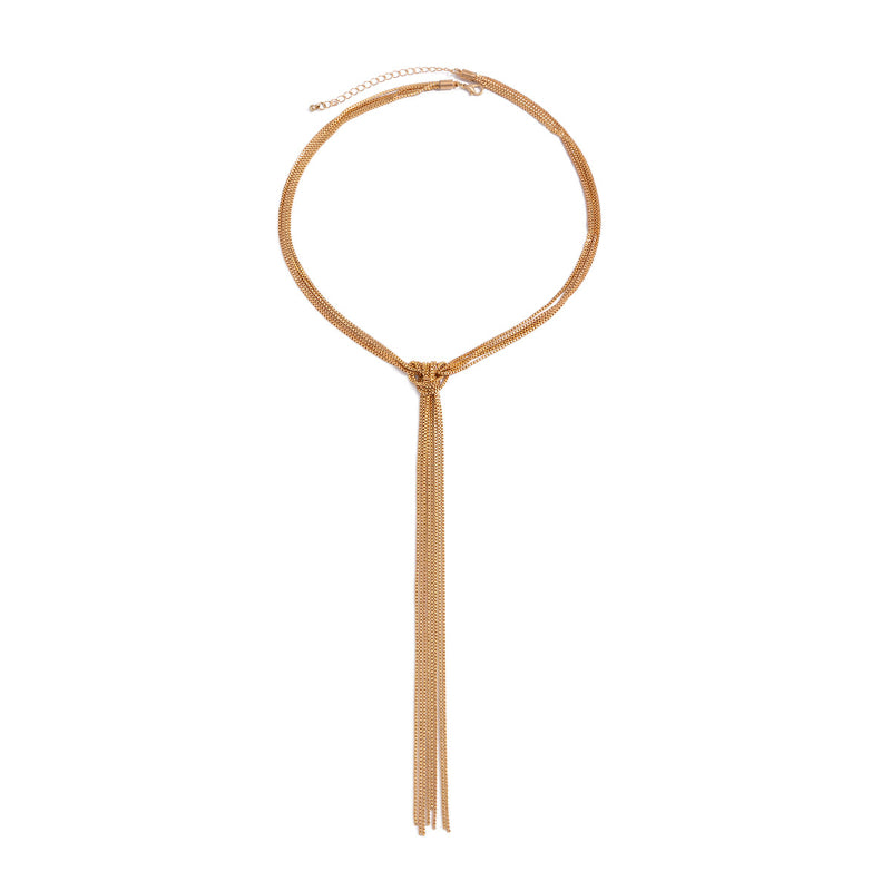 Simple Y-shaped Metal Tassel Necklace With A Minimalist Understated Style