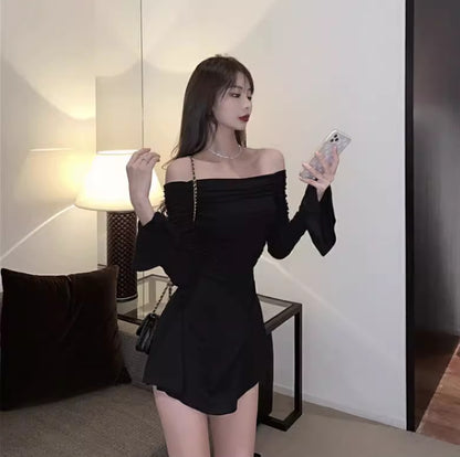 Slimming Flared Long Sleeve A- Line Slimming Dress - SD & CO.