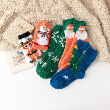 Copy of Christmas orange socks for children, winter thick INS trendy warm home socks, coral fleece flooring