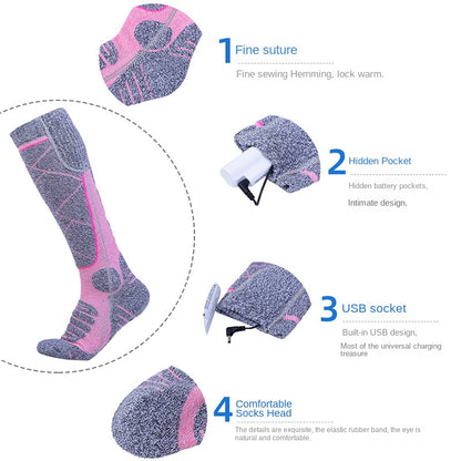 Copy of Full Foot Heat Socks Winter USB Charging Warm Heat Socks Pink Skiing Electric Heat Socks