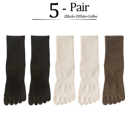 5 Pairs/lot Women Five Fingers Socks 100% Cotton Solid Colour Ladies Split Toe Sports Socks Spring Autumn Harajuku Toe Socks