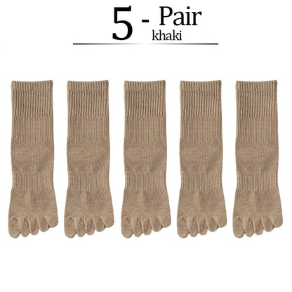 5 Pairs/lot Women Five Fingers Socks 100% Cotton Solid Colour Ladies Split Toe Sports Socks Spring Autumn Harajuku Toe Socks