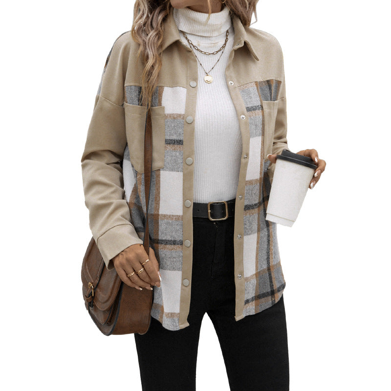 Copy of Collar pocket checkered shirt style khaki jacket