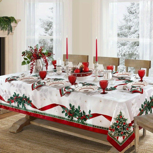 Copy of Christmas table runner with pine holly needle, holiday dining decor