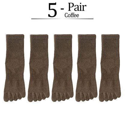 5 Pairs/lot Women Five Fingers Socks 100% Cotton Solid Colour Ladies Split Toe Sports Socks Spring Autumn Harajuku Toe Socks