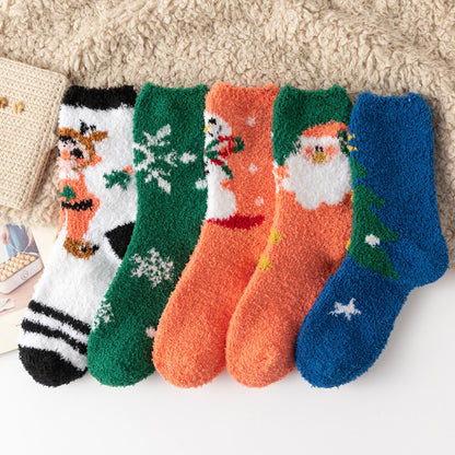 Copy of Christmas orange socks for children, winter thick INS trendy warm home socks, coral fleece flooring