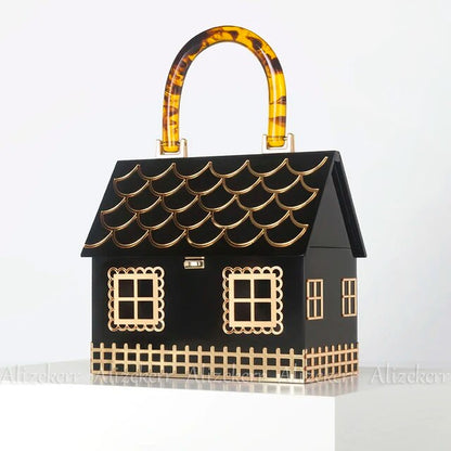 Copy of Box Evening Clutch Bags Women Luxury Designer  Acrylic Handle House Shaped Purses And Handbags Wedding Party