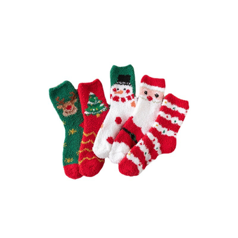 Copy of Christmas Red Socks for Children - Autumn and Winter Thickening - Warm Home Socks Coral Velvet Floor Socks Plush Middle Tube