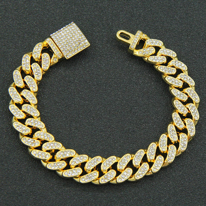 European And American Hip-hop Full Diamond Exaggerated Cuban Chain Necklace