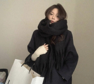 Scarf Winter Thicken Thermal Solid Color Mohair Shawl