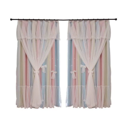 Nordic Simple Hollow Star Princess Wind Bedroom Blackout Curtains
