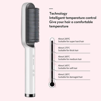 New 2 In 1 Hair Straightener Hot Comb Negative Ion Curling Tong Dual-purpose Electric Hair Brush - SD & CO.