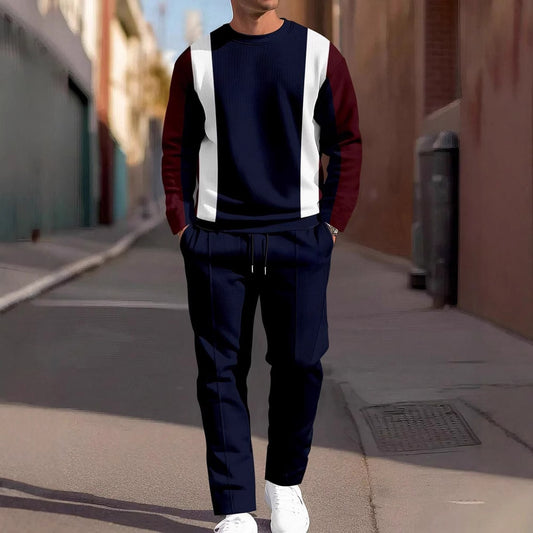 Fashion Men's Casual Sporty Round Neck Sweatshirt And Pants Two-piece Set - SD & CO.