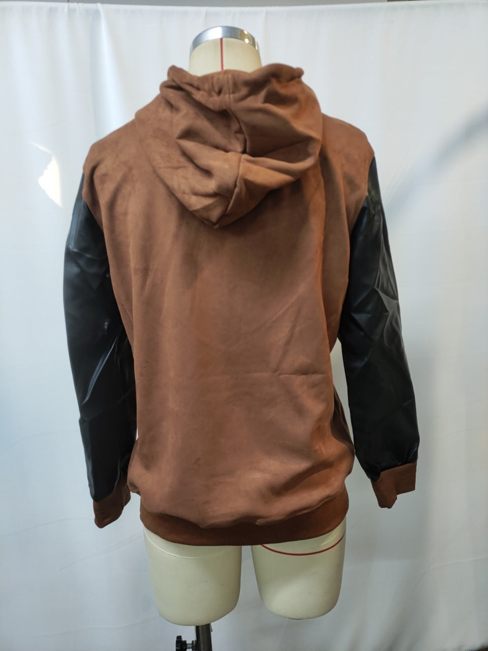 Men's Retro Brown Leather Decorative Perforated Hooded Casual Sweatshirt - SD & CO.