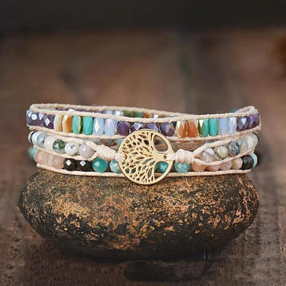 Natural Stone Hand-woven Multi-layer Tree Of Life Accessories Couple Bracelet