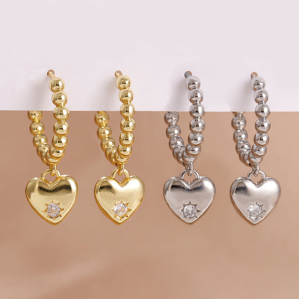 Vintage Gold Heart Earrings High-end Sense Of Light Luxury Women