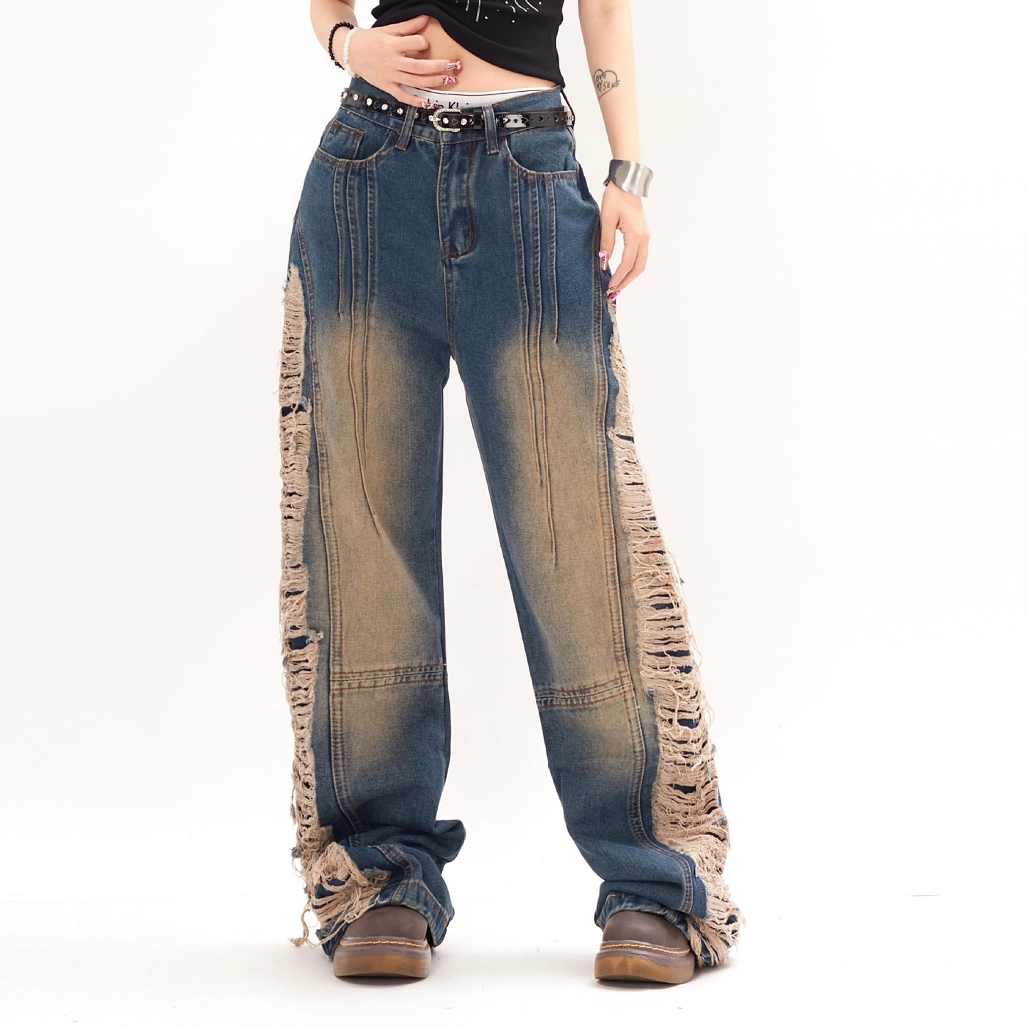 Ripped Denim Trousers For Men And Women