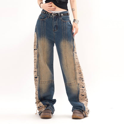 Ripped Denim Trousers For Men And Women