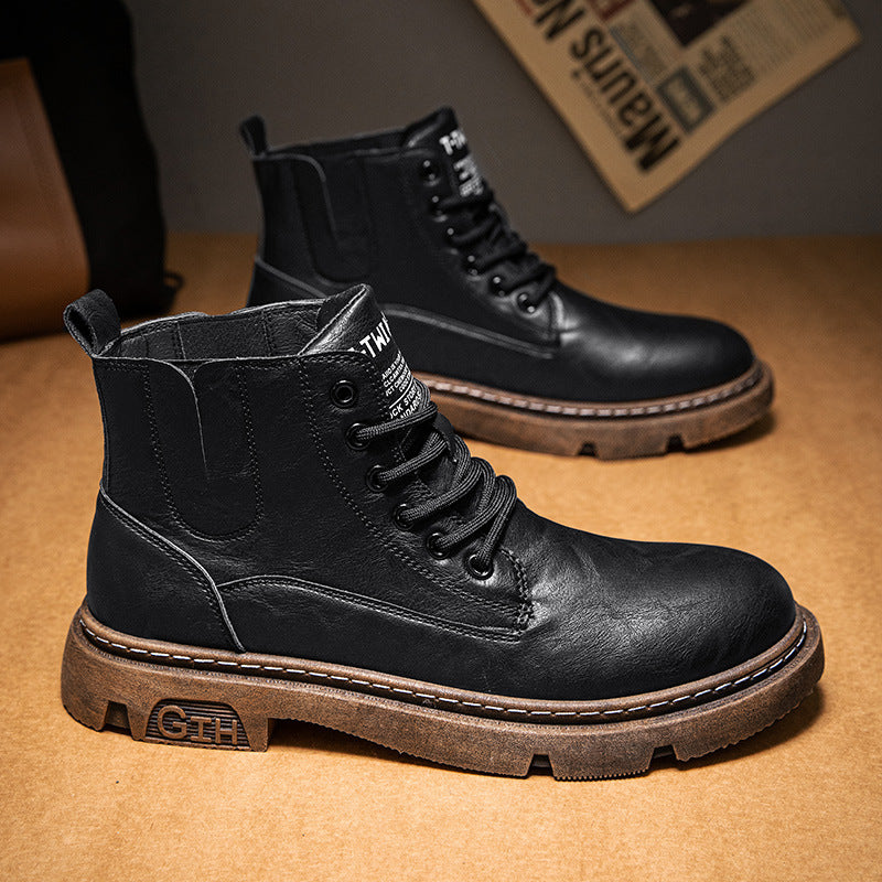 Autumn Leather Boots Men's Versatile Retro Trendy Versatile Casual Martin Shoes