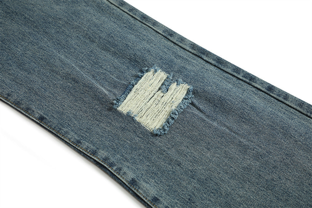 Ripped Denim Bootcut Trousers Men And Women