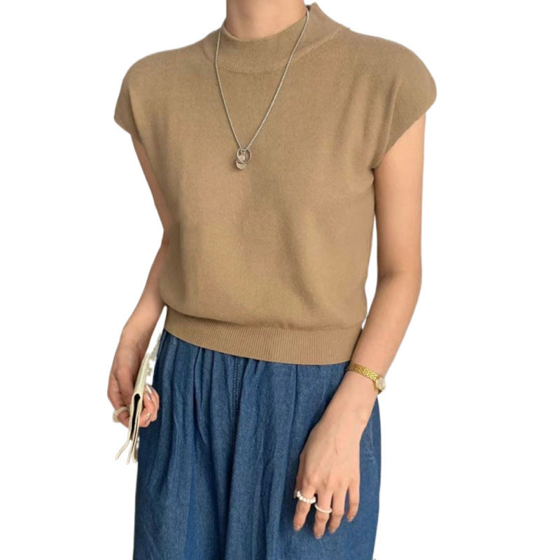 Sleeveless Loose Short Waist Bandage Dress Outer Wear Vest