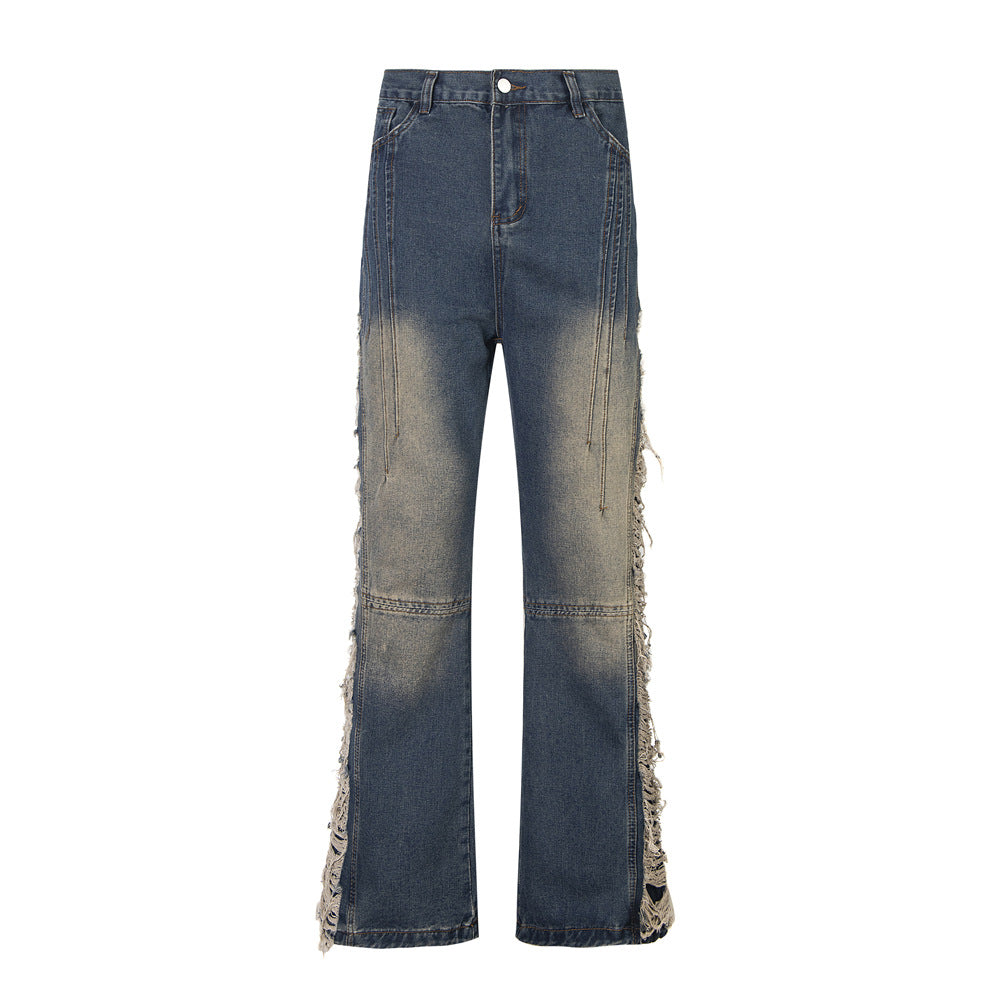 Ripped Denim Trousers For Men And Women