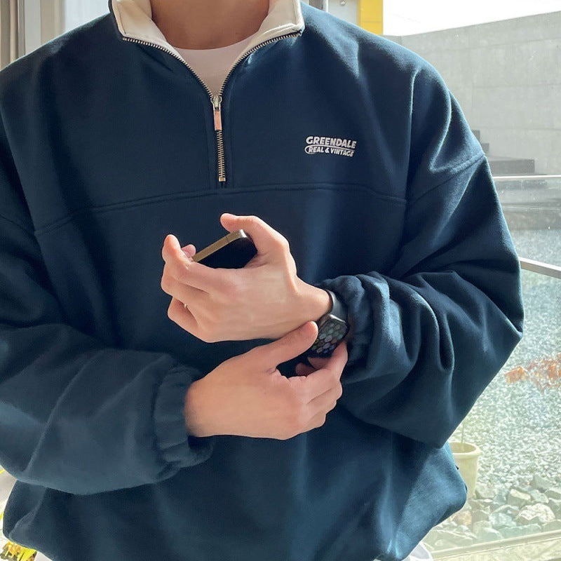 Trendy Half Zipper Men's Spring Loose Sweater - SD & CO.