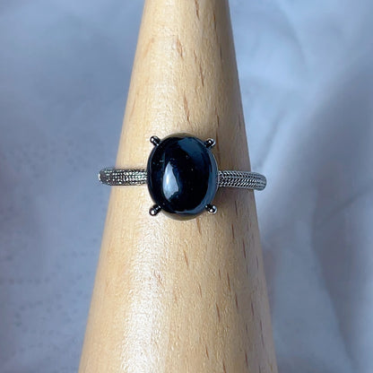 Fashionable Golden Black Tourmaline Pendant Ring For Women